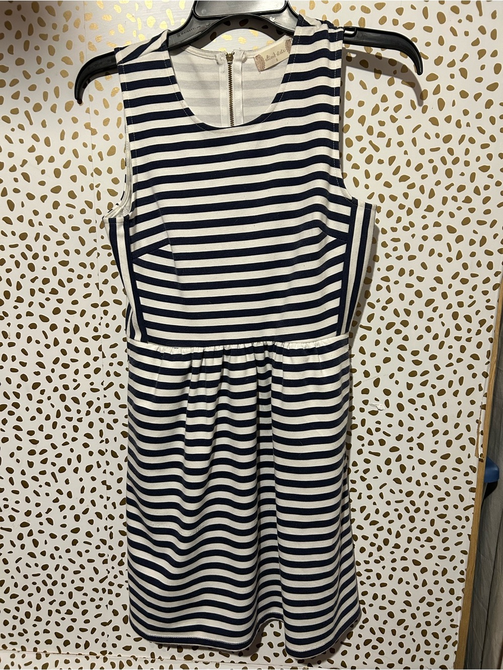 Altar'd State Navy & White Striped Sleeveless Fit-and-Flare Dress